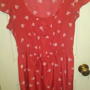 Xhilaration Red Large Short Sleeved Bicycle Dress